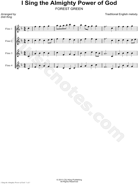 Collection: I Sing the Almighty Power of God - Flute Quartet