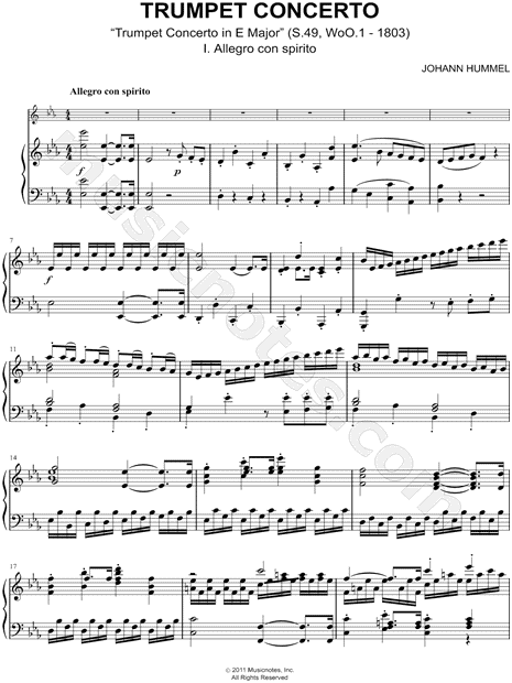 Collection: Trumpet Concerto in E Major I. Allegro Con Spirito - Bb Trumpet & Piano