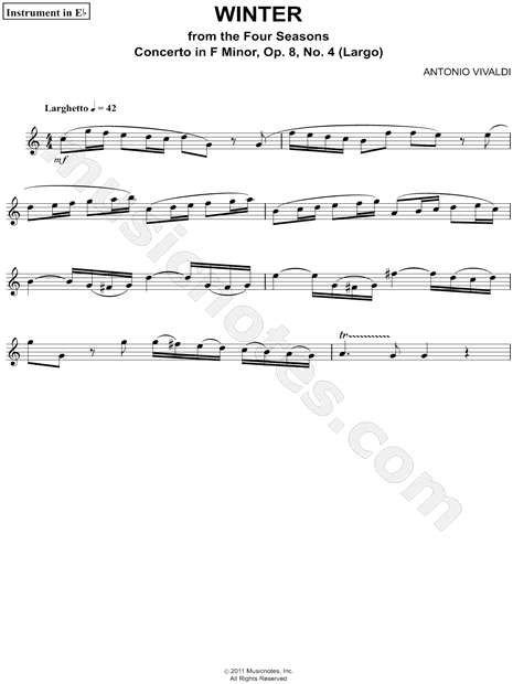 Collection: Winter from the Four Seasons (Largo) - Eb Instrument & Piano