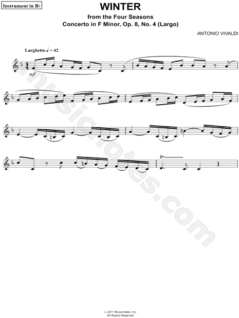 Collection: Winter from the Four Seasons (Largo) - Bb Instrument & Piano