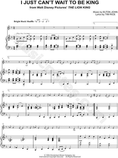 Collection: I Just Can't Wait To Be King - Clarinet & Piano Accompaniment