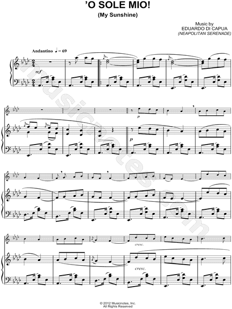 Collection: 'O Sole Mio - Bass Clef Instrument & Piano