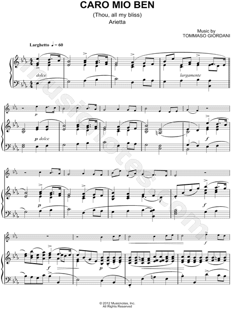 Collection: Caro Mio Ben - Bb Instrument & Piano