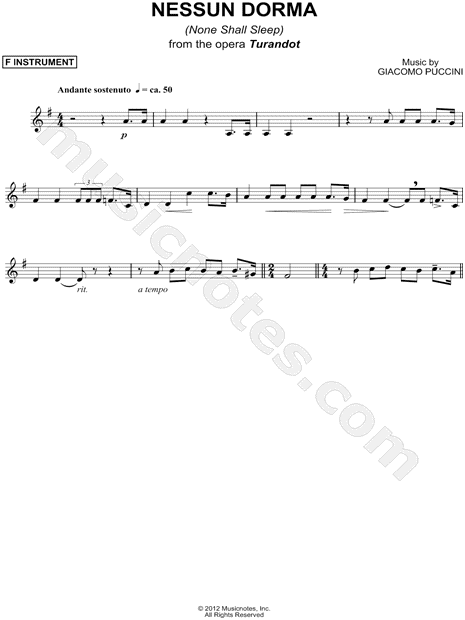 Collection: Nessun Dorma - F Instrument & Piano