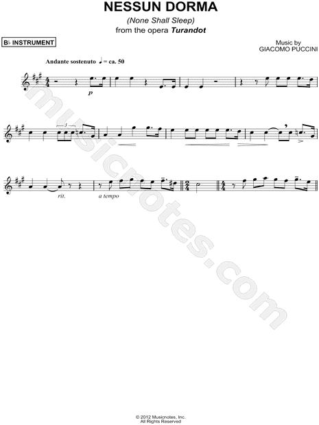 Collection: Nessun Dorma - Bb Instrument & Piano