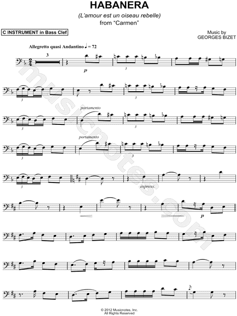 Collection: Habanera - Bass Clef Instrument & Piano