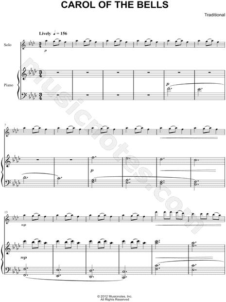 Collection: Carol of the Bells - C Instrument & Piano Accompaniment