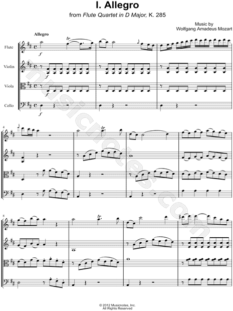 Collection: Flute Quartet in D Major, K. 285: I. Allegro