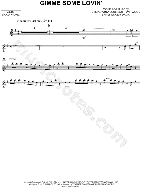 Collection: Gimme Some Lovin' - Alto Saxophone & Piano