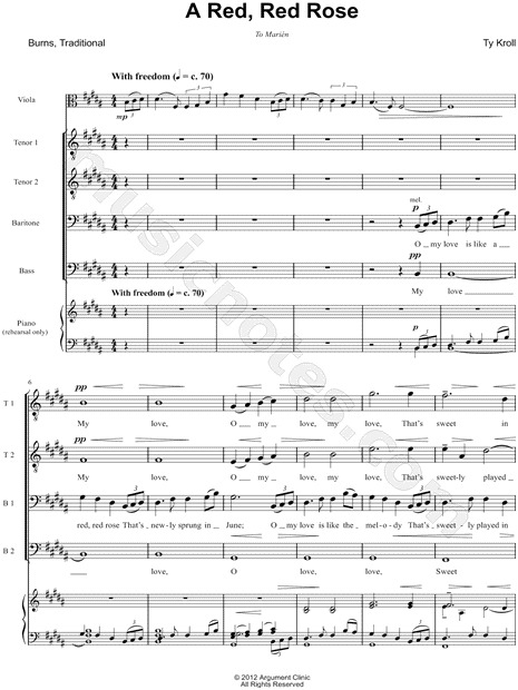 Collection: A Red, Red Rose - TTBB Choir & Viola