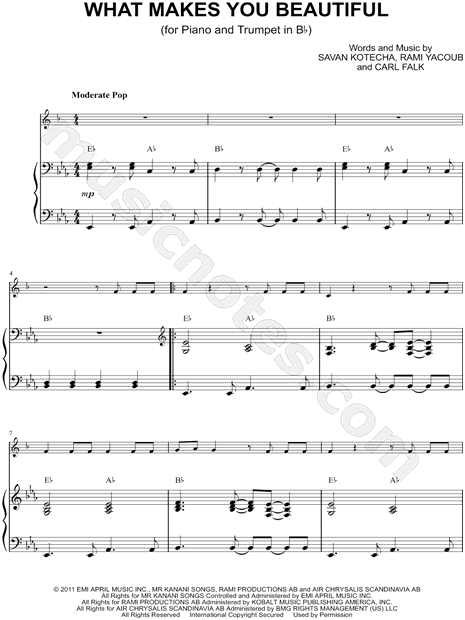 Collection: What Makes You Beautiful - Bb Trumpet & Piano