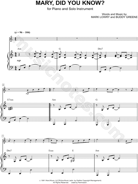 Collection: Mary, Did You Know? - C Instrument & Piano