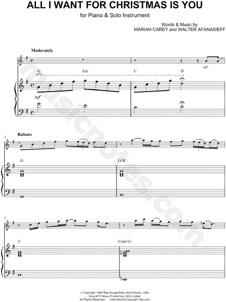 Collection: All I Want for Christmas Is You - Bass Clef Instrument & Piano