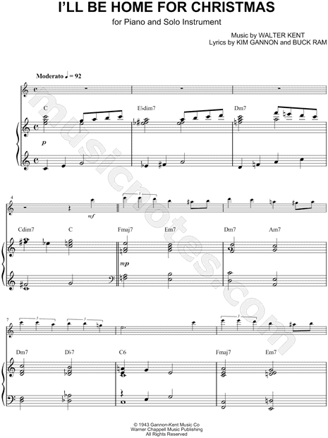 Collection: I'll Be Home for Christmas - Bass Clef Instrument & Piano