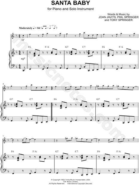 Collection: Santa Baby - Bass Clef Instrument & Piano