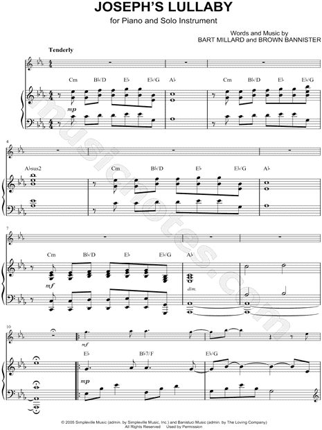 Collection: Joseph's Lullaby - F Instrument & Piano