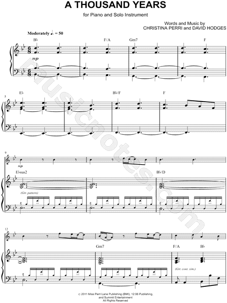 Collection: A Thousand Years - C Instrument & Piano