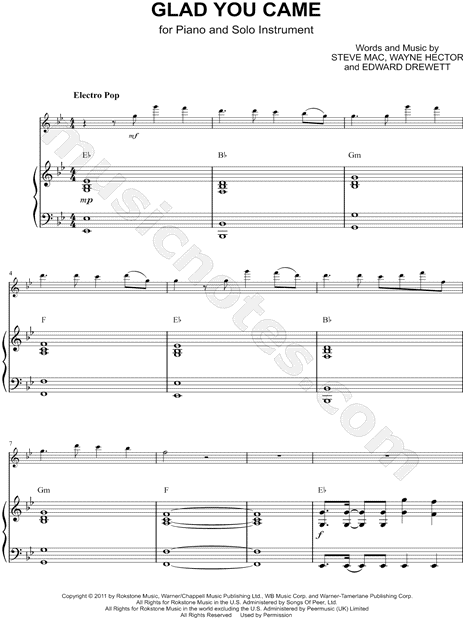 Collection: Glad You Came - Bass Clef Instrument & Piano