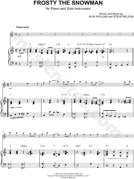 Collection: Frosty the Snowman - Eb Instrument & Piano