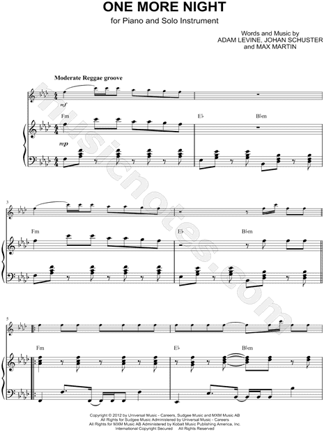 Collection: One More Night - F Instrument & Piano
