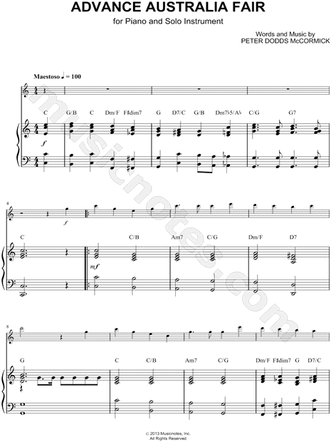 Collection: Advance Australia Fair - Bb Instrument & Piano Accompaniment