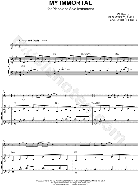Collection: My Immortal - Bb Instrument & Piano
