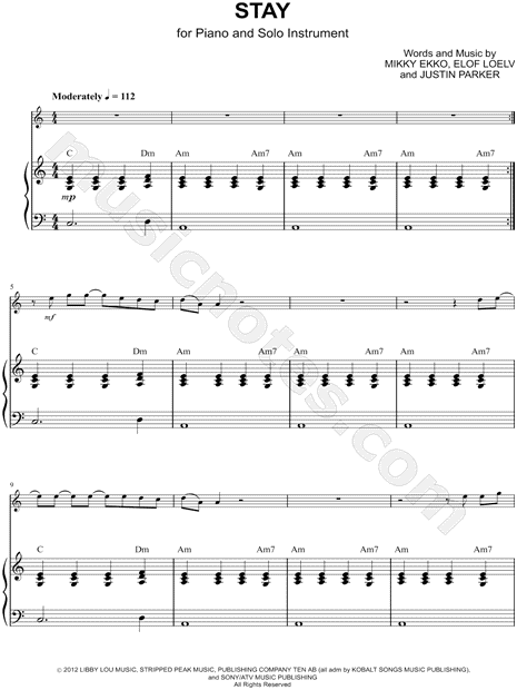 Collection: Stay - Bb Instrument & Piano