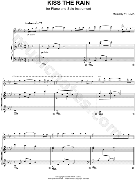 Collection: Kiss the Rain - Bass Clef Instrument & Piano