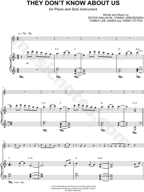 Collection: They Don't Know About Us - Eb Instrument & Piano Accompaniment