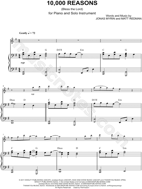 Collection: 10,000 Reasons (Bless the Lord) - Eb Instrument & Piano