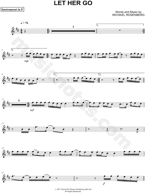 Collection: Let Her Go - F Instrument & Piano