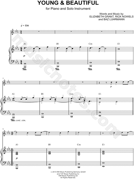 Collection: Young & Beautiful - Bb Instrument & Piano