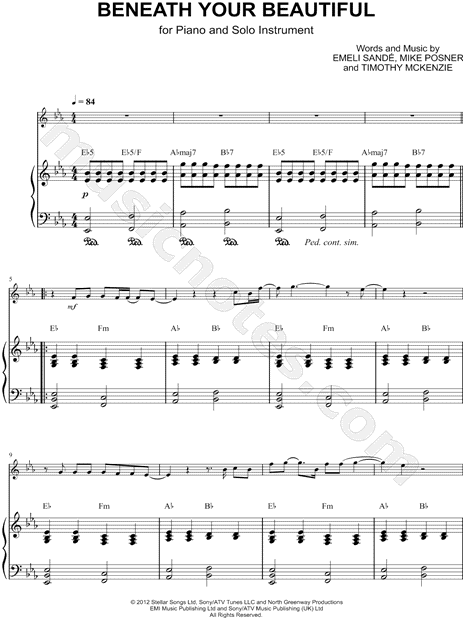 Collection: Beneath Your Beautiful - Bass Clef Instrument & Piano