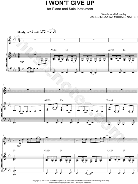 Collection: I Won't Give Up - C Instrument & Piano