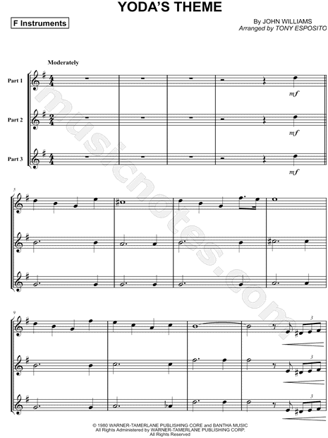 Collection: Yoda's Theme - F Instrument Trio & Piano