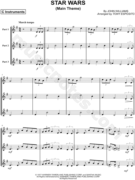 Collection: Star Wars (Main Theme) - C Instrument Trio & Piano