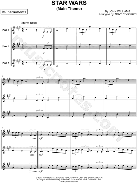 Collection: Star Wars (Main Theme) - Bb Instrument Trio & Piano