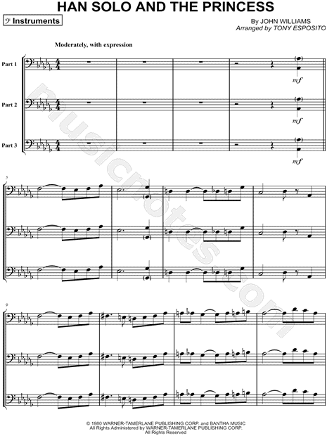 Collection: Han Solo and the Princess - Bass Clef Instrument Trio & Piano Accompaniment