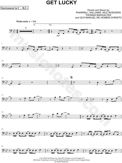 Collection: Get Lucky - Bass Clef Instrument & Piano