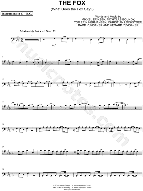 Collection: The Fox (What Does the Fox Say?) - Bass Clef Instrument & Piano