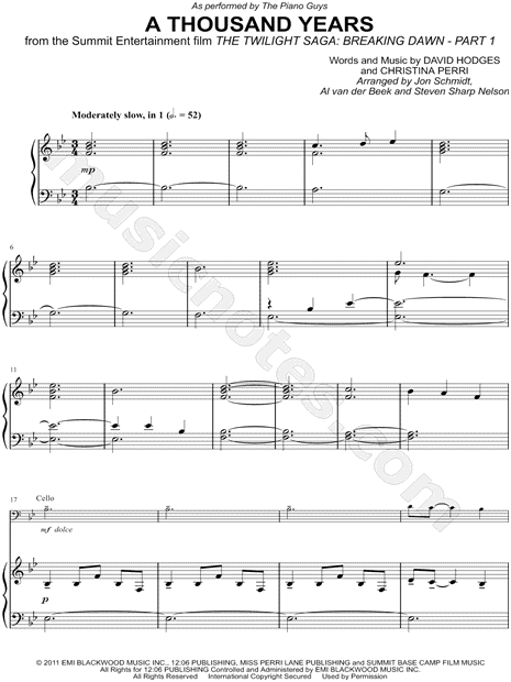 Collection: A Thousand Years - Cello & Piano