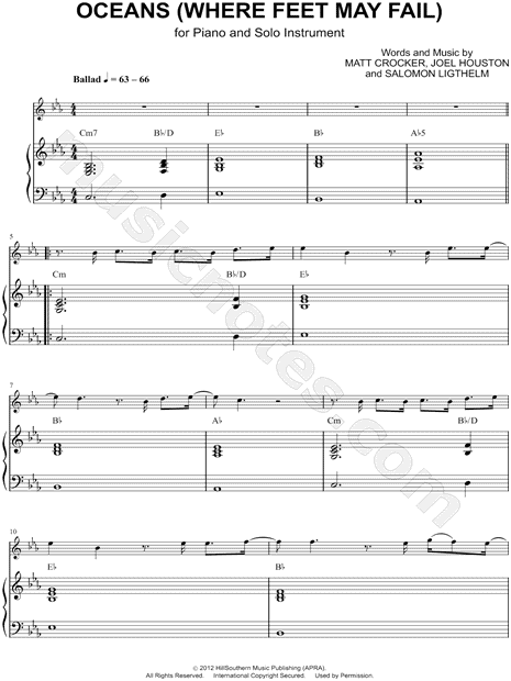 Collection: Oceans (Where Feet May Fail) - Bass Clef Instrument & Piano