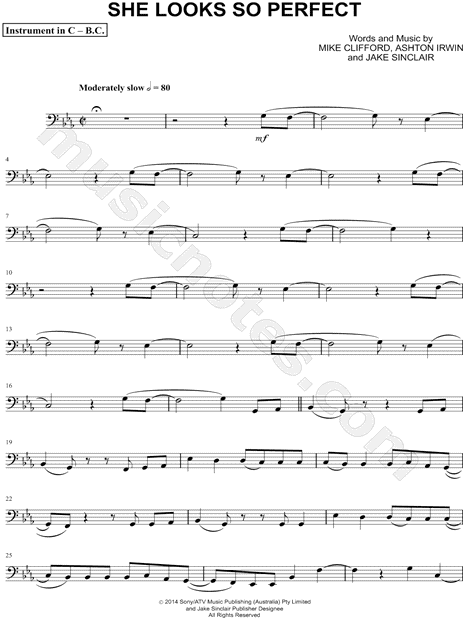 Collection: She Looks So Perfect - Bass Clef Instrument & Piano