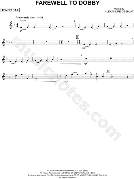 Collection: Farewell to Dobby - Tenor Saxophone & Piano