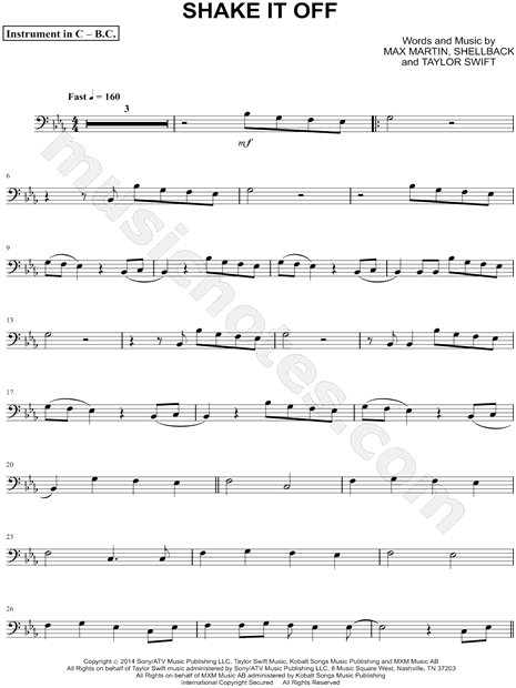 Collection: Shake It Off - Bass Clef Instrument & Piano