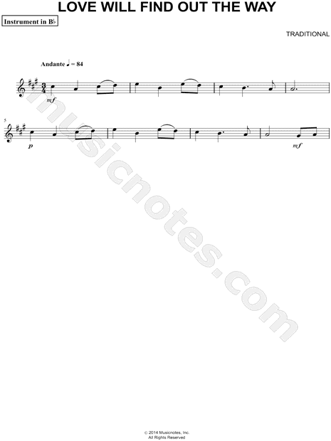 Collection: Love Will Find Out the Way - Bb Instrument & Piano
