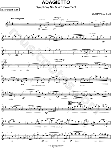 Collection: Adagietto (excerpt) - Bb Instrument & Piano