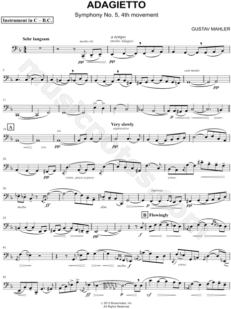 Collection: Adagietto (excerpt) - Bass Clef Instrument & Piano