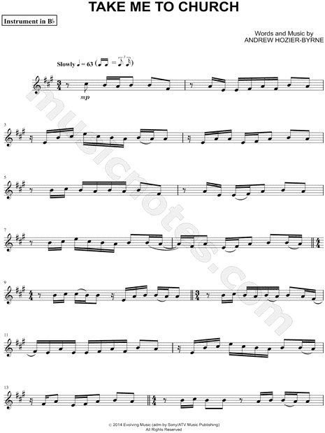 Collection: Take Me to Church - Bb Instrument & Piano