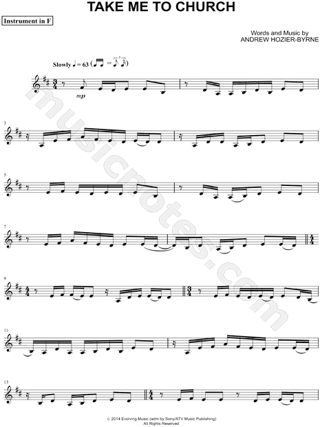 Collection: Take Me to Church - F Instrument & Piano